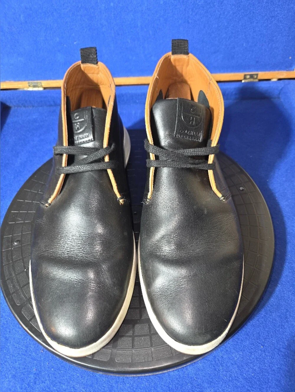 Cole Haan Men's GrandPro Black Leather Lace Up Sport Chukka Boots, Sz. 9.5M-US